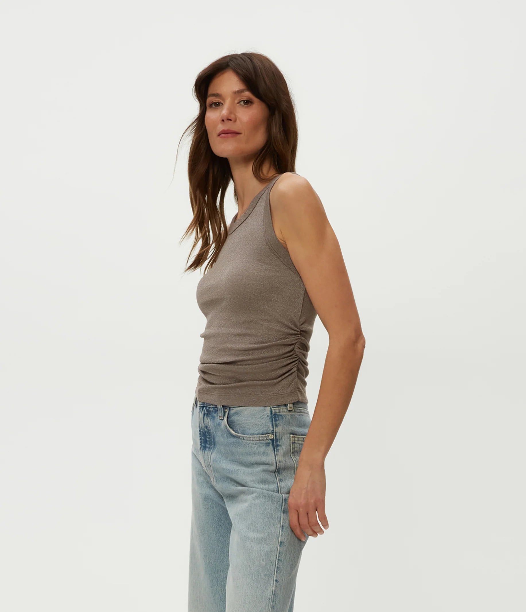 Michael Stars Ella Shine Tank in cobblestone - THE INVITE