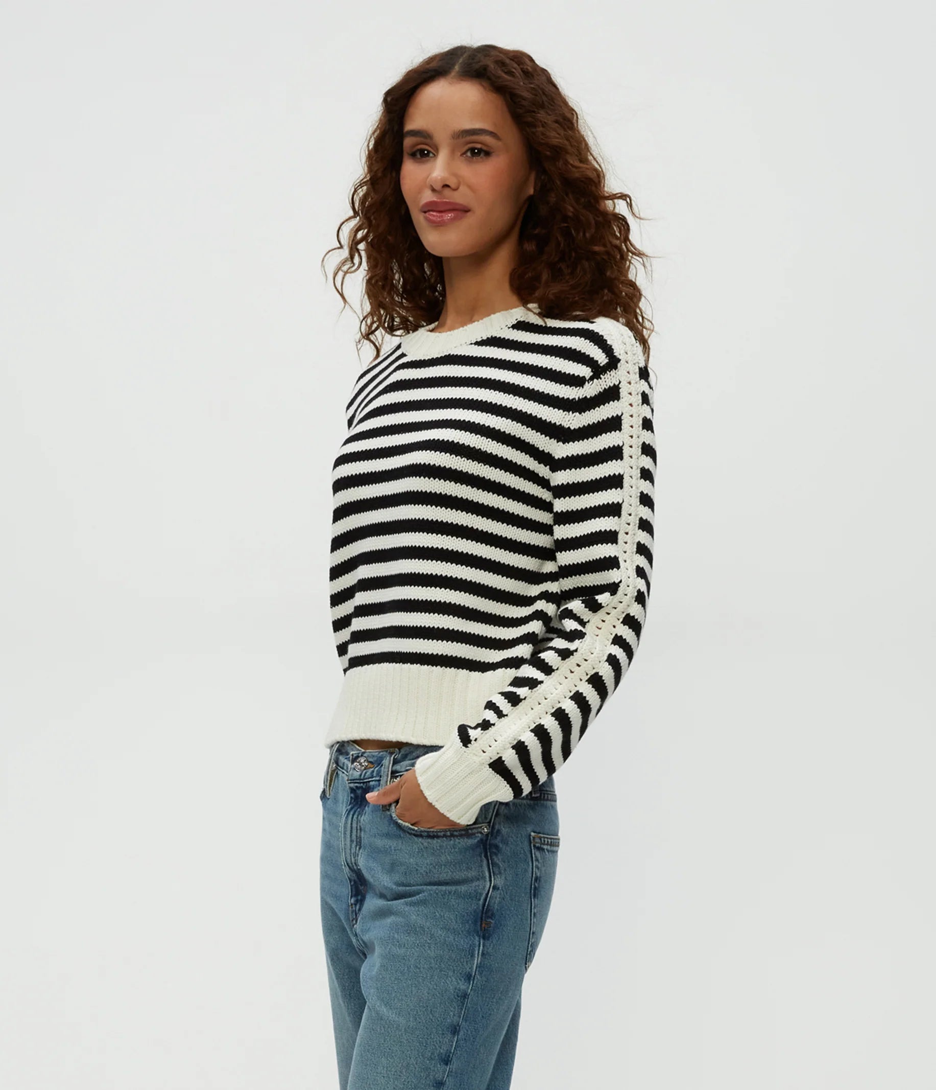 Michael Stars Merle Striped Crewneck Sweater - THE INVITE