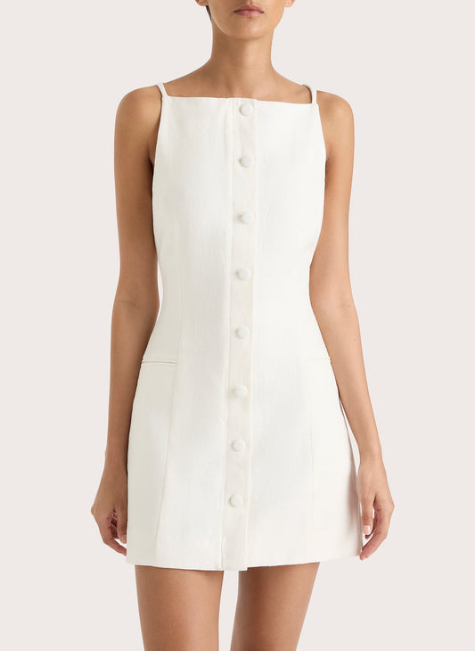 Faithfull The Brand White Linen Mini Dress