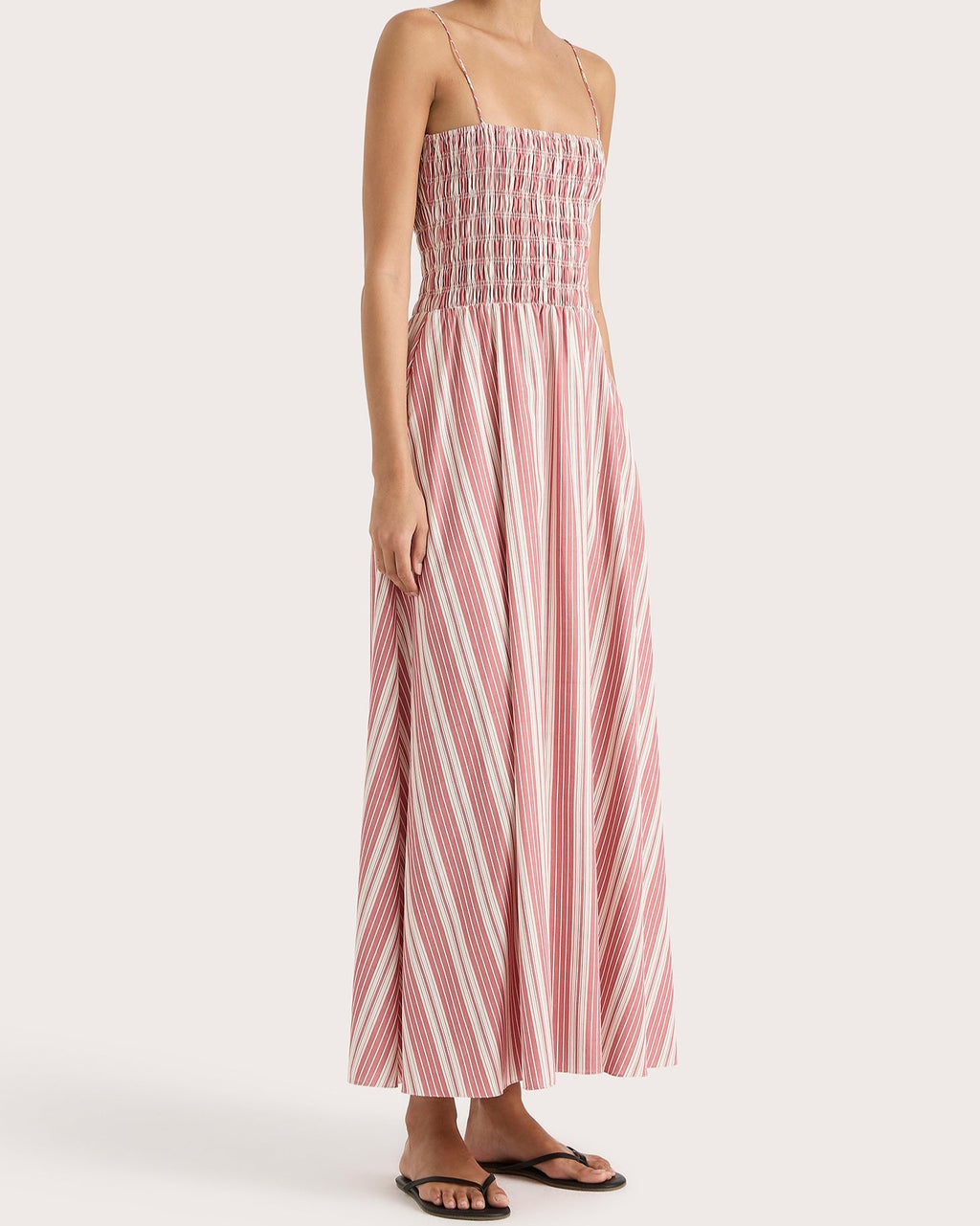 Faithfull The Brand Red and White Stripe Maxi  Dress 