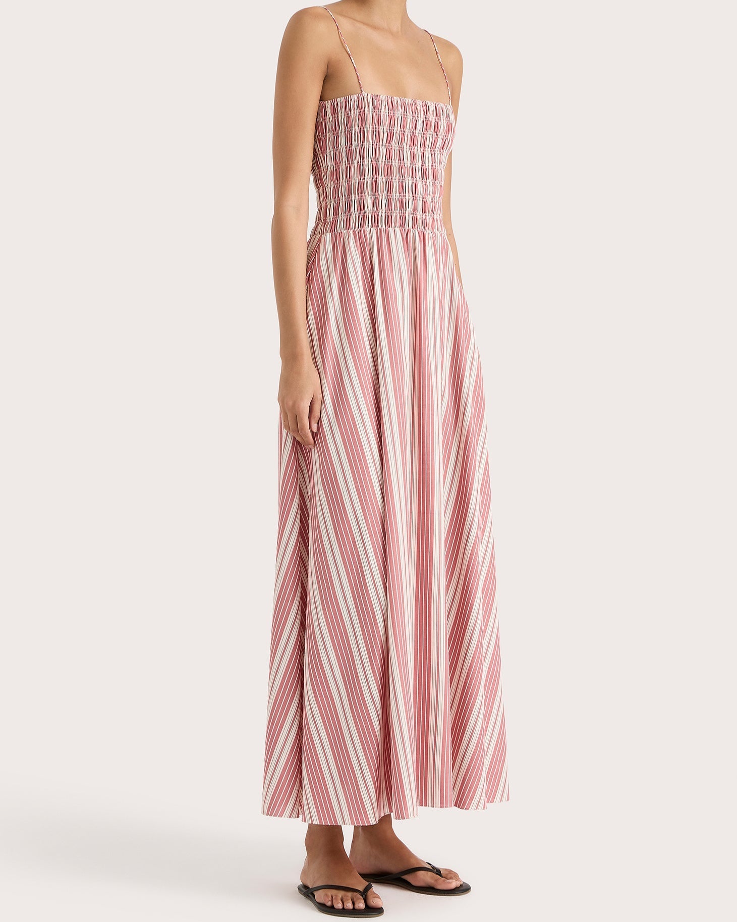 Faithfull The Brand Red and White Stripe Maxi  Dress 