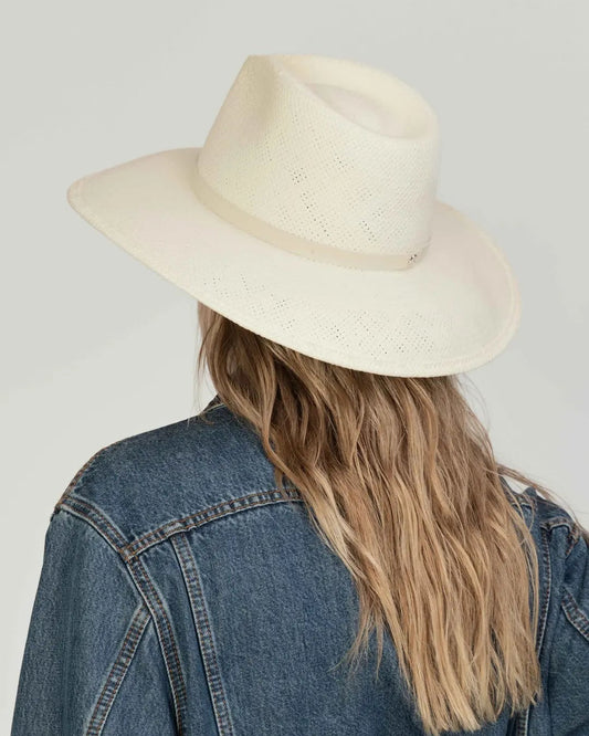 White straw fedora 