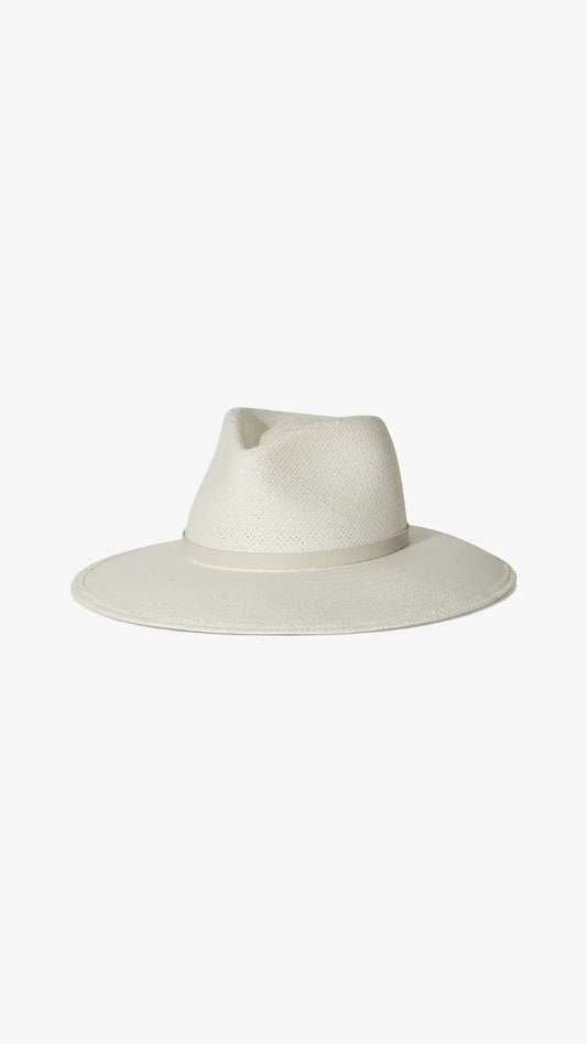 White straw packable fedora with UPF 45+