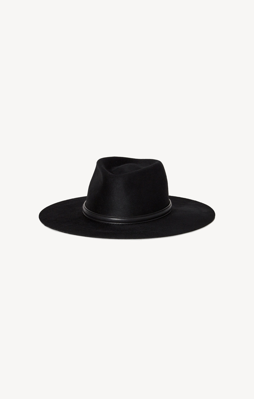 Black fedora hat on a white background