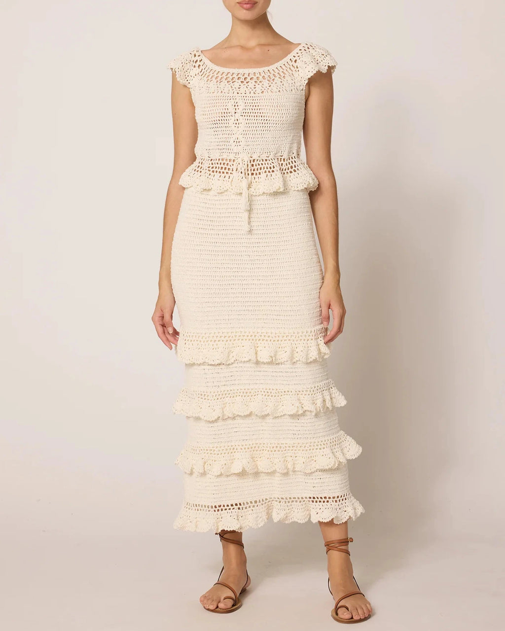 Crochet skirt and top set in ivory