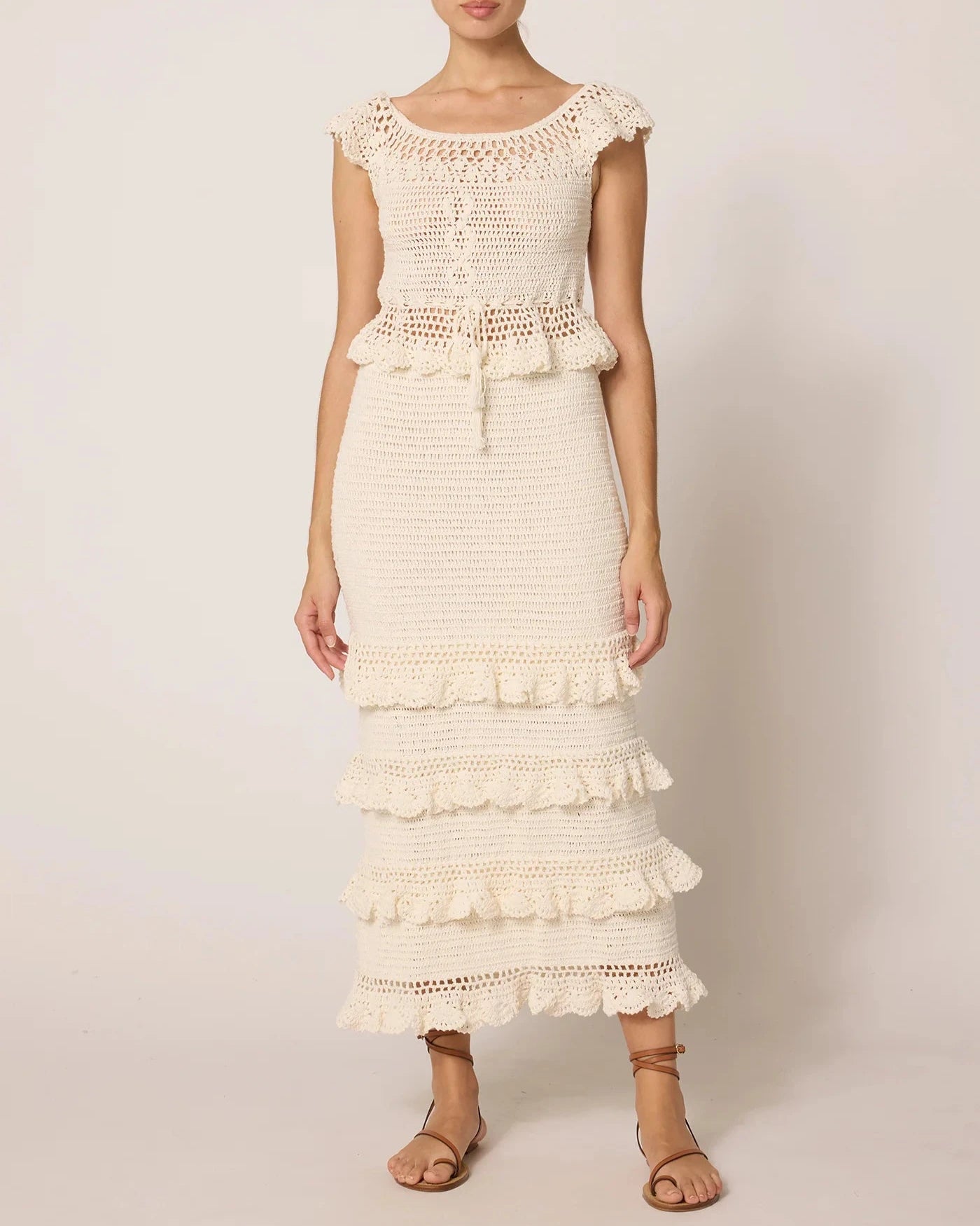 Crochet skirt and top set in ivory