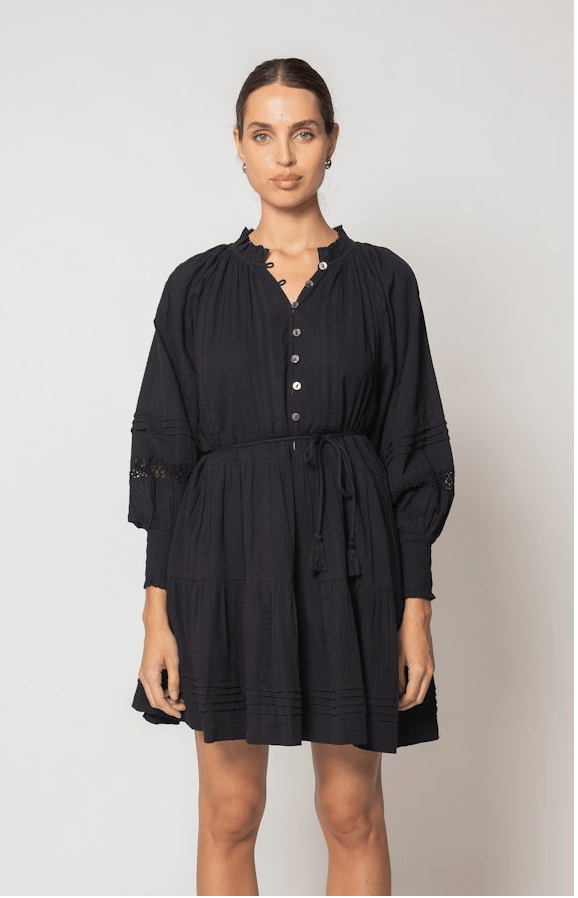 Cleobella Meadow Longsleeve Cotton Seersucker Mini Dress - THE INVITE