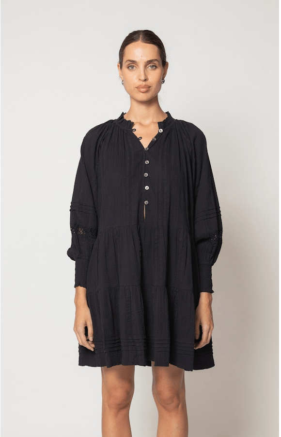 Cleobella Meadow Longsleeve Cotton Seersucker Mini Dress - THE INVITE