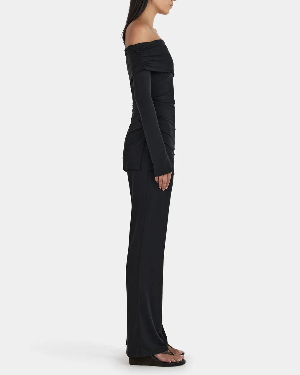 Women's black off the shoulder top with long sleeves