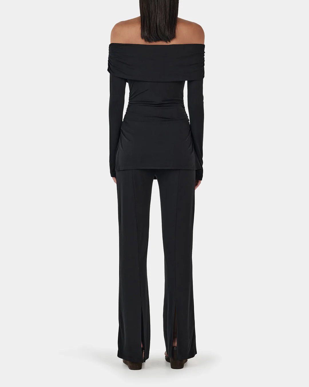 Women's black off the shoulder top with long sleeves