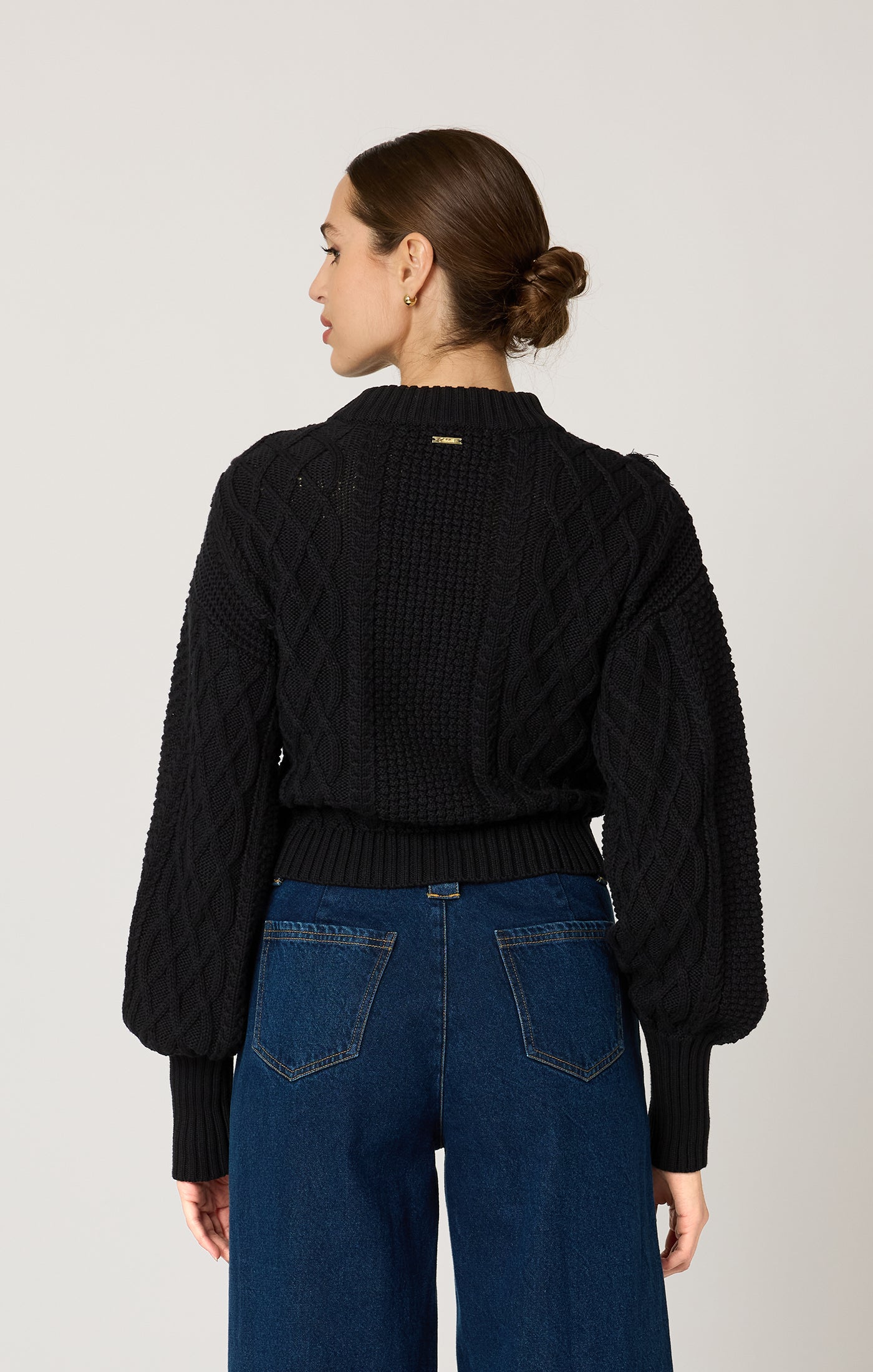 Relaxed black organic cotton sweater for women — Cleobella Bettina sustainable knitwear.