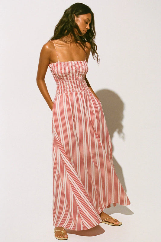 red stripe maxi dress