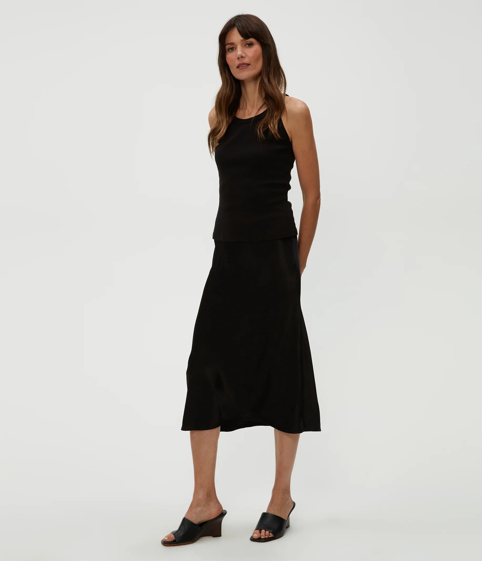 Michael Stars Leila Bias Midi Skirt - Black - THE INVITE