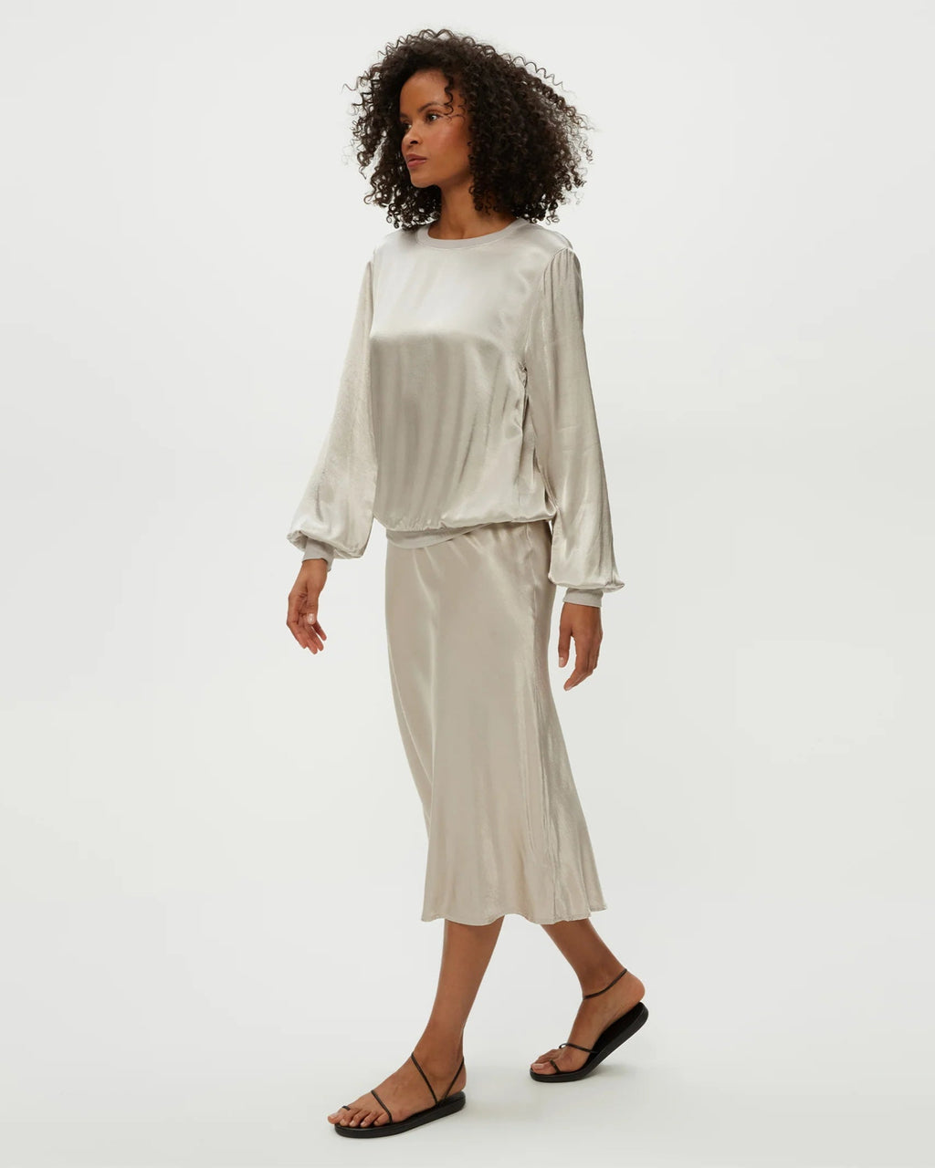 Michael Stars Leila Bias Midi Skirt - Cement - THE INVITE