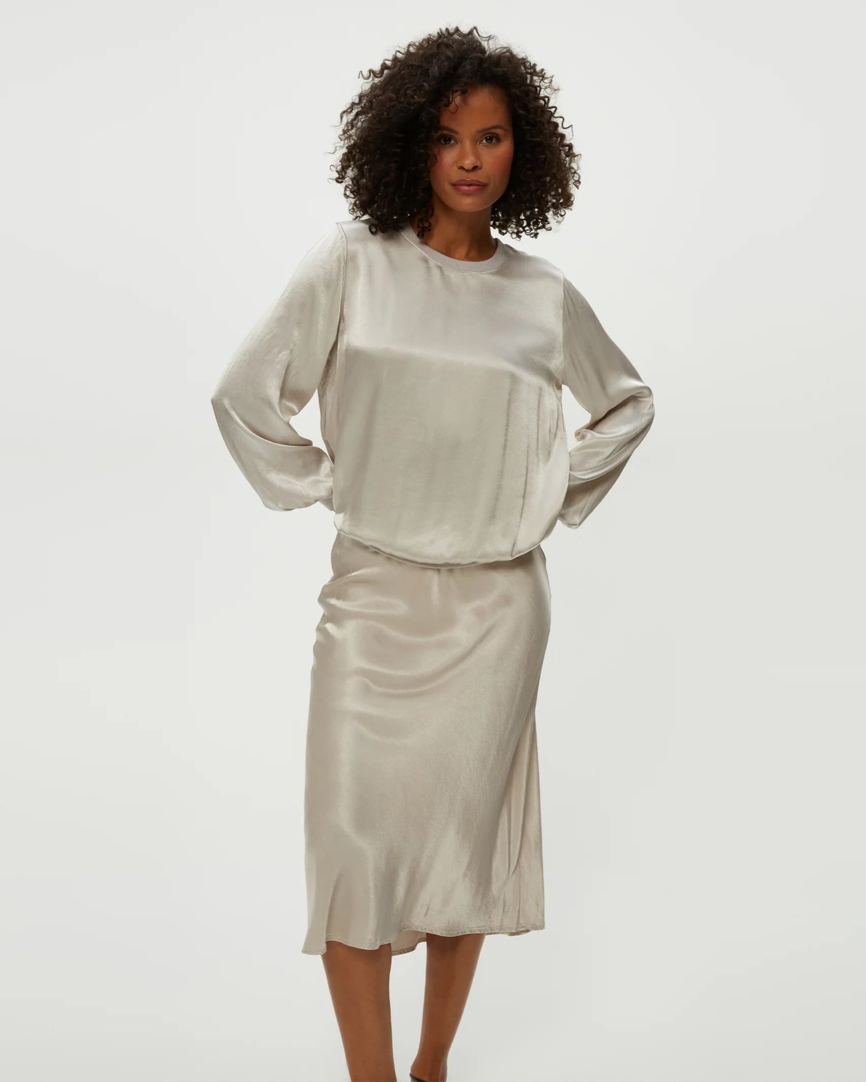 Michael Stars Leila Bias Midi Skirt - Cement - THE INVITE