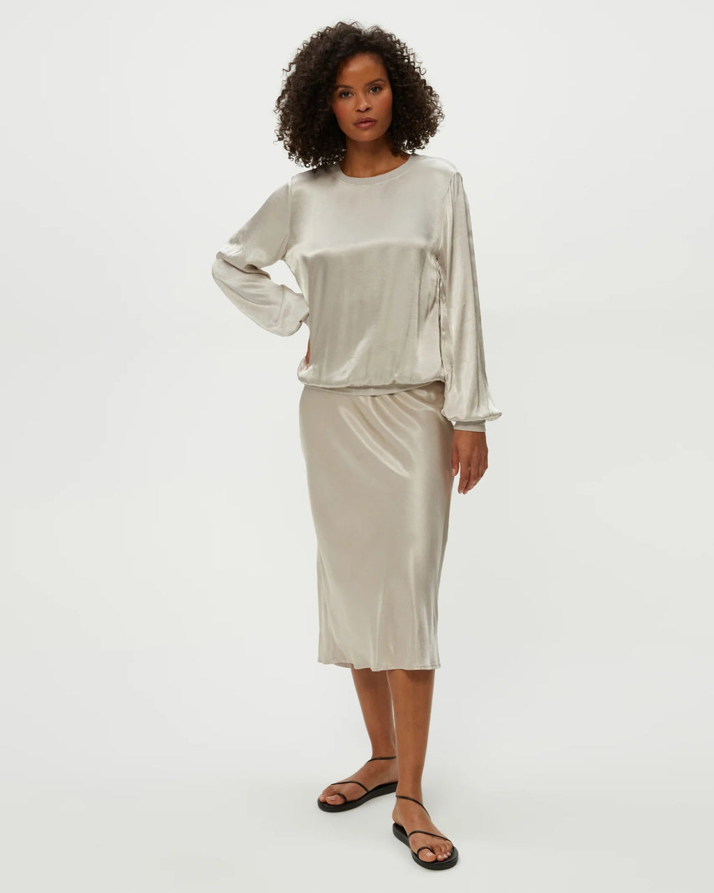 Michael Stars Leila Bias Midi Skirt - Cement - THE INVITE