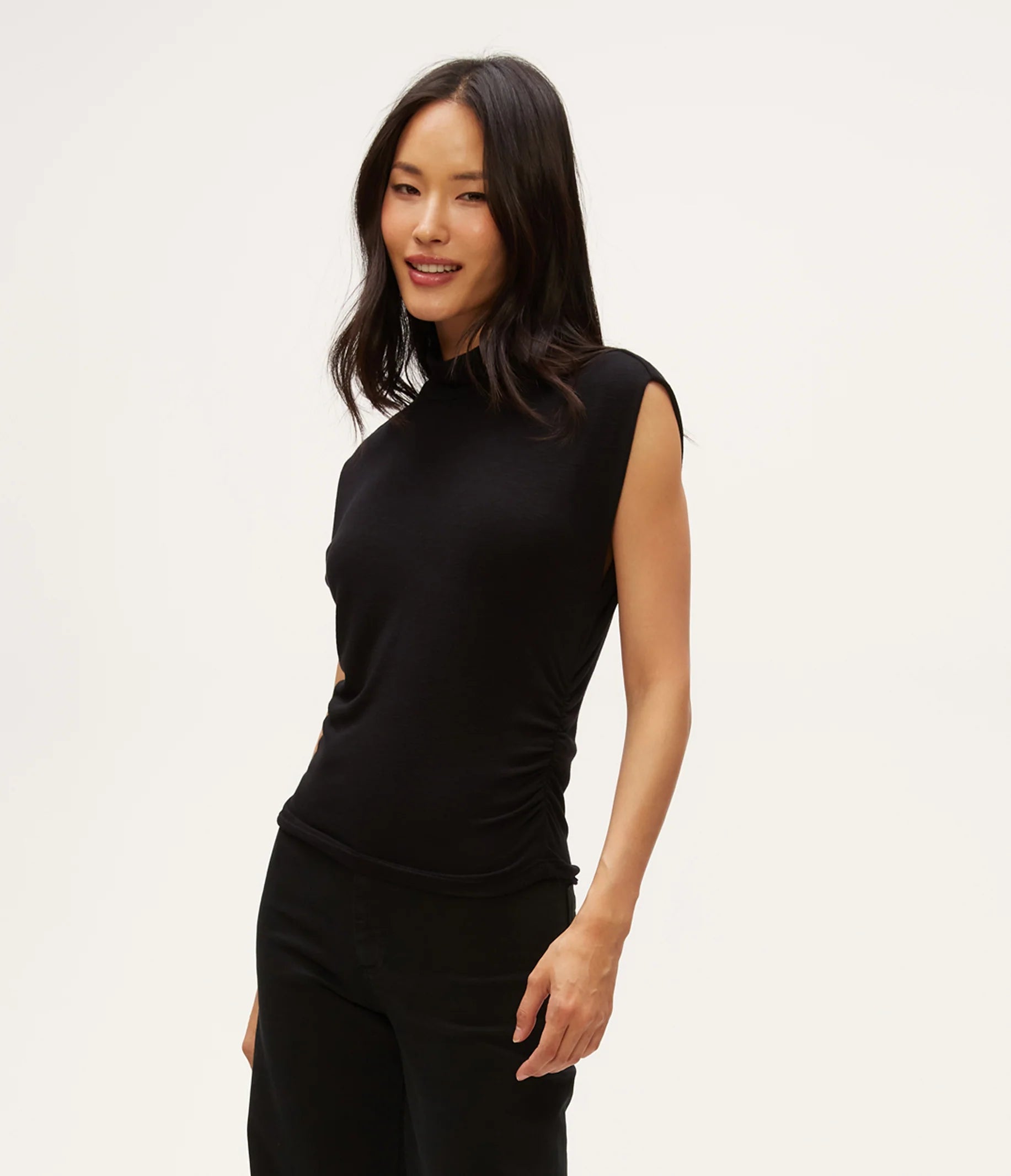 Michael Stars Tina Mock Neck Top - Black - THE INVITE