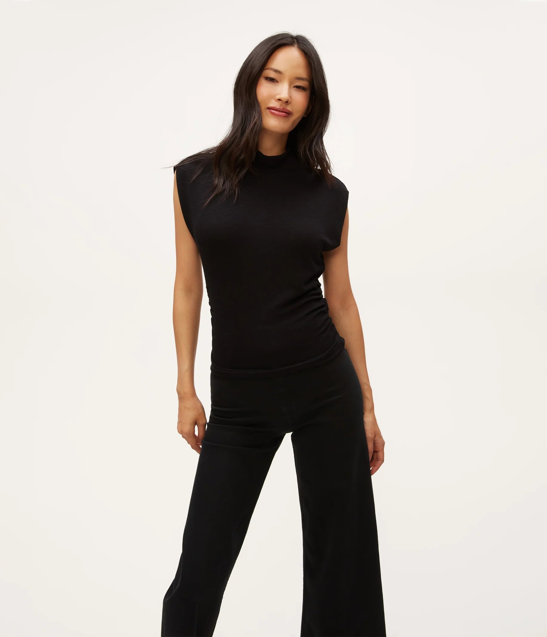Michael Stars Tina Mock Neck Top - Black - THE INVITE