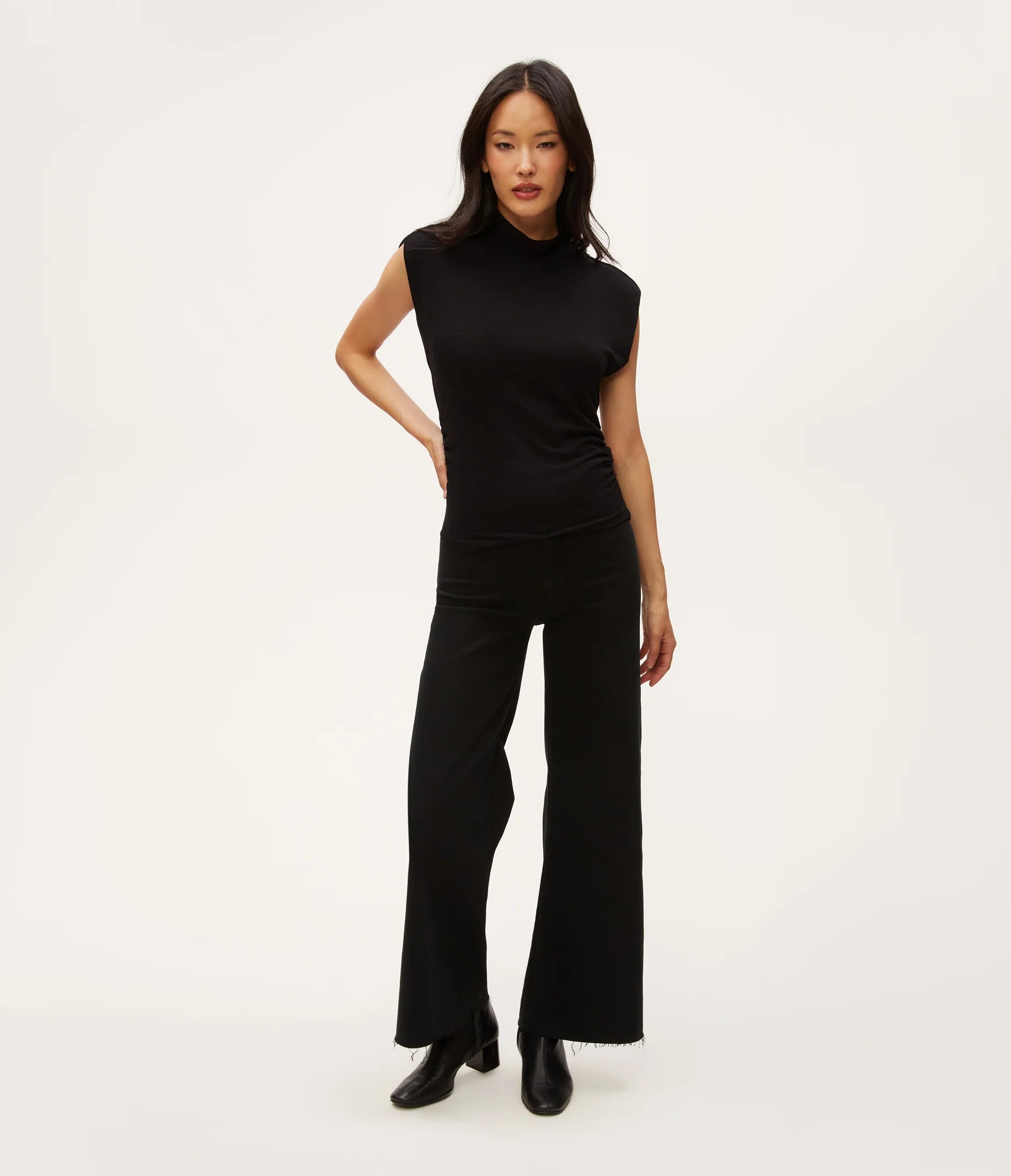 Michael Stars Tina Mock Neck Top - Black - THE INVITE