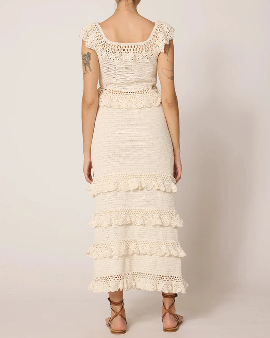 Crochet skirt and top set in ivory