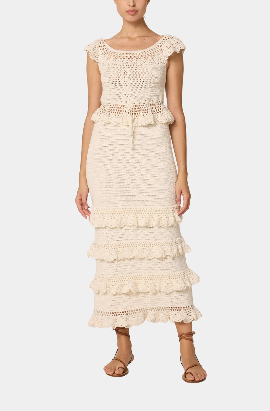 Crochet skirt and top set in ivory