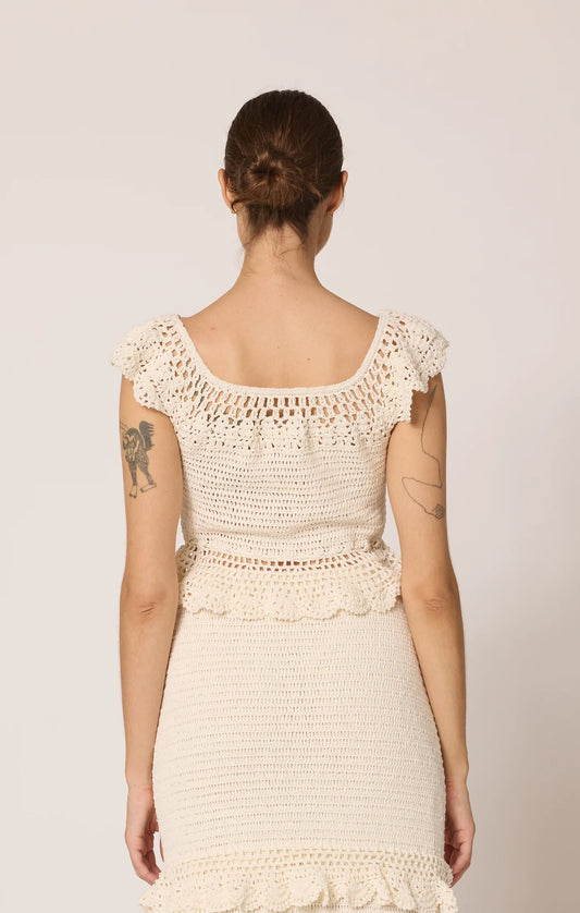 Women's crochet summer top in ivory