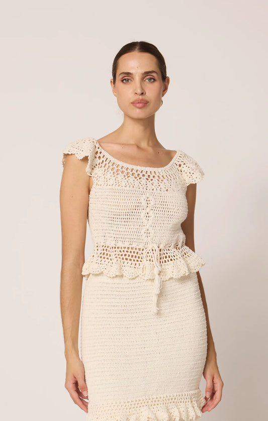 Women's crochet summer top in ivory