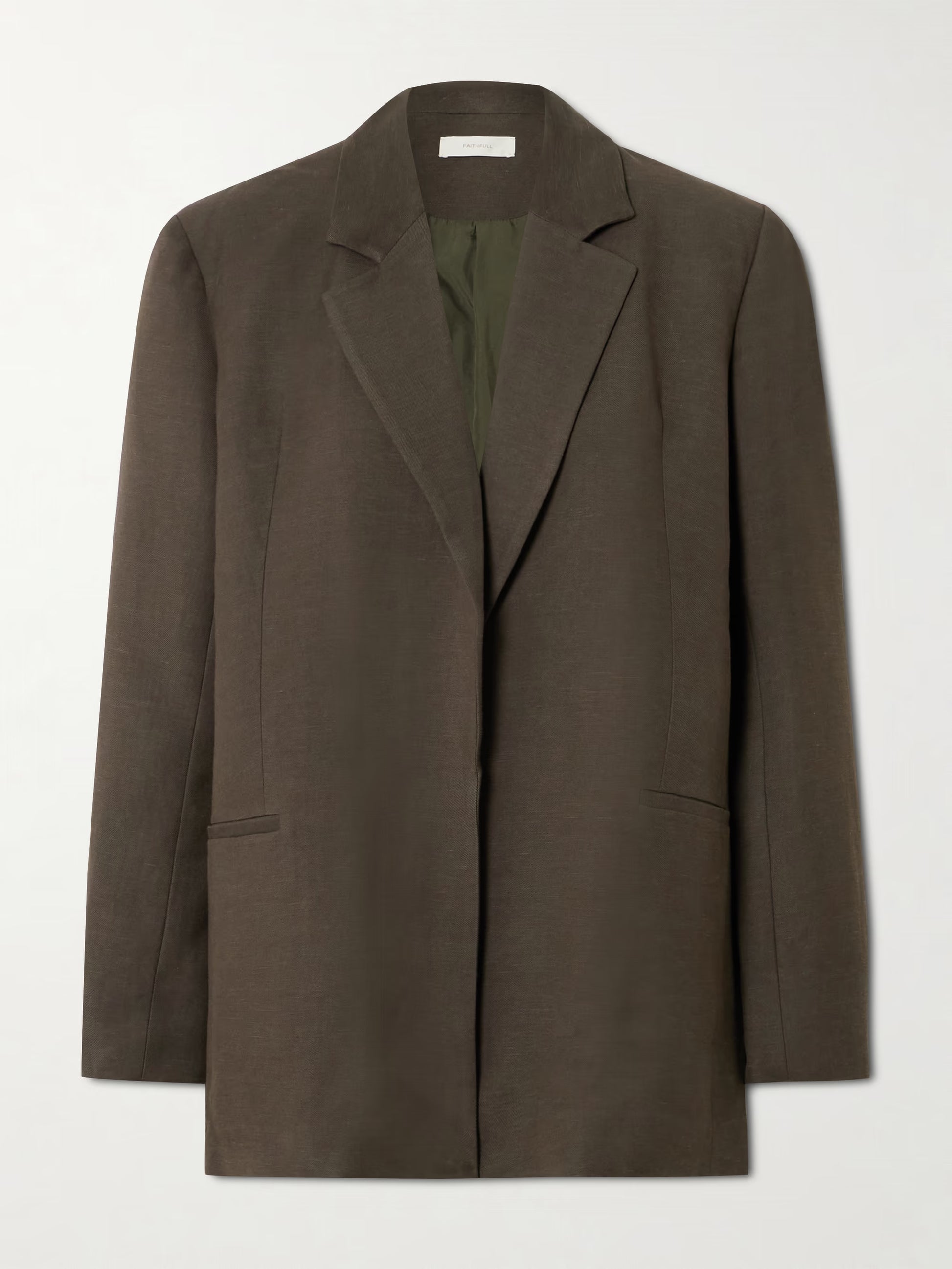 sustainably made brown linen blazer